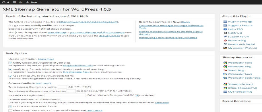 Wordpress Google XML Sitemap Plugin