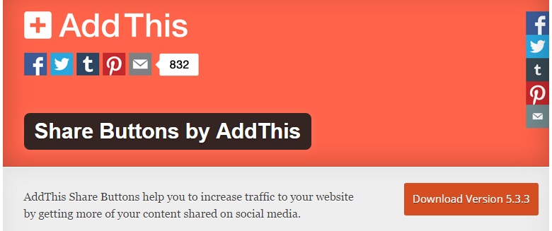 Share Button by Addthis wordpress Plugin